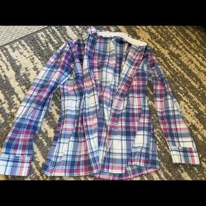 Riders Lee warm pink blue plaid button up